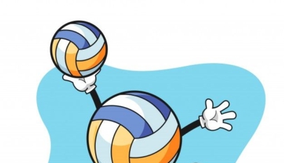 Personaje De Dibujos Animados De Voleibol Con Gesto Sensacional Vector Premium